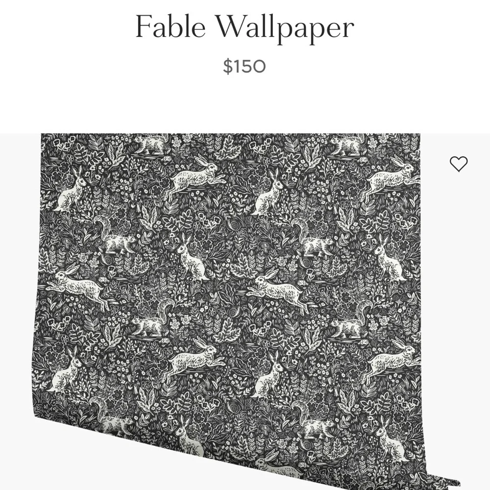 Rifle Paper Co. Fable print in Black and White Wallpaper
